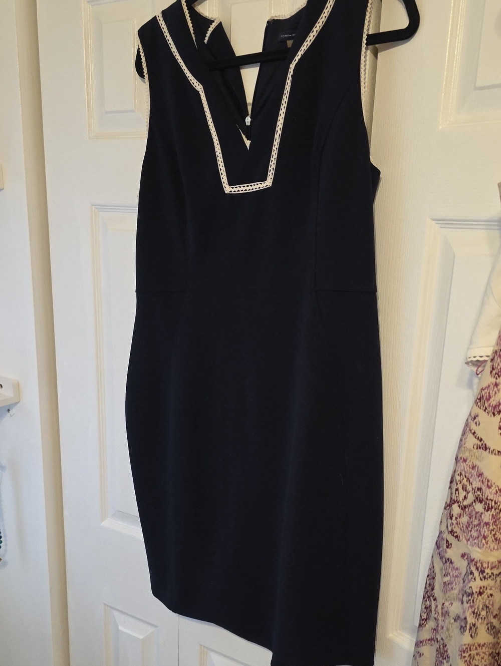 Tommy Hilfiger Black Midi Dress with Cream Trim